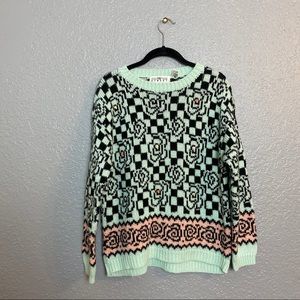 VINTAGE 16th STREET FLOWER PATTERN KNIT SWEATER